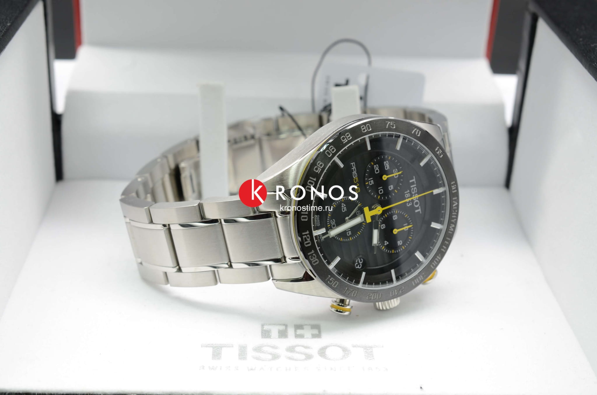 Tissot Tissot PRS 516 Chronograph T100.417.11.051.00 кварцевые мужские часы часы крупный план черный циферблата